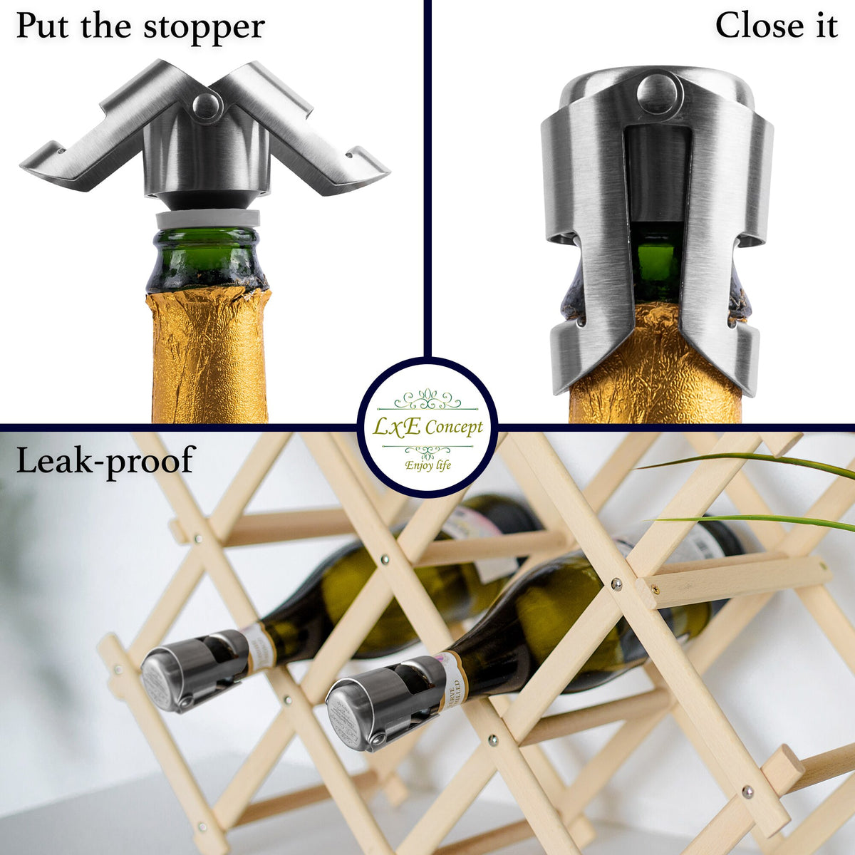 Set 4 dopuri pentru vin și șampanie LXE CONCEPT, 2 aurii
