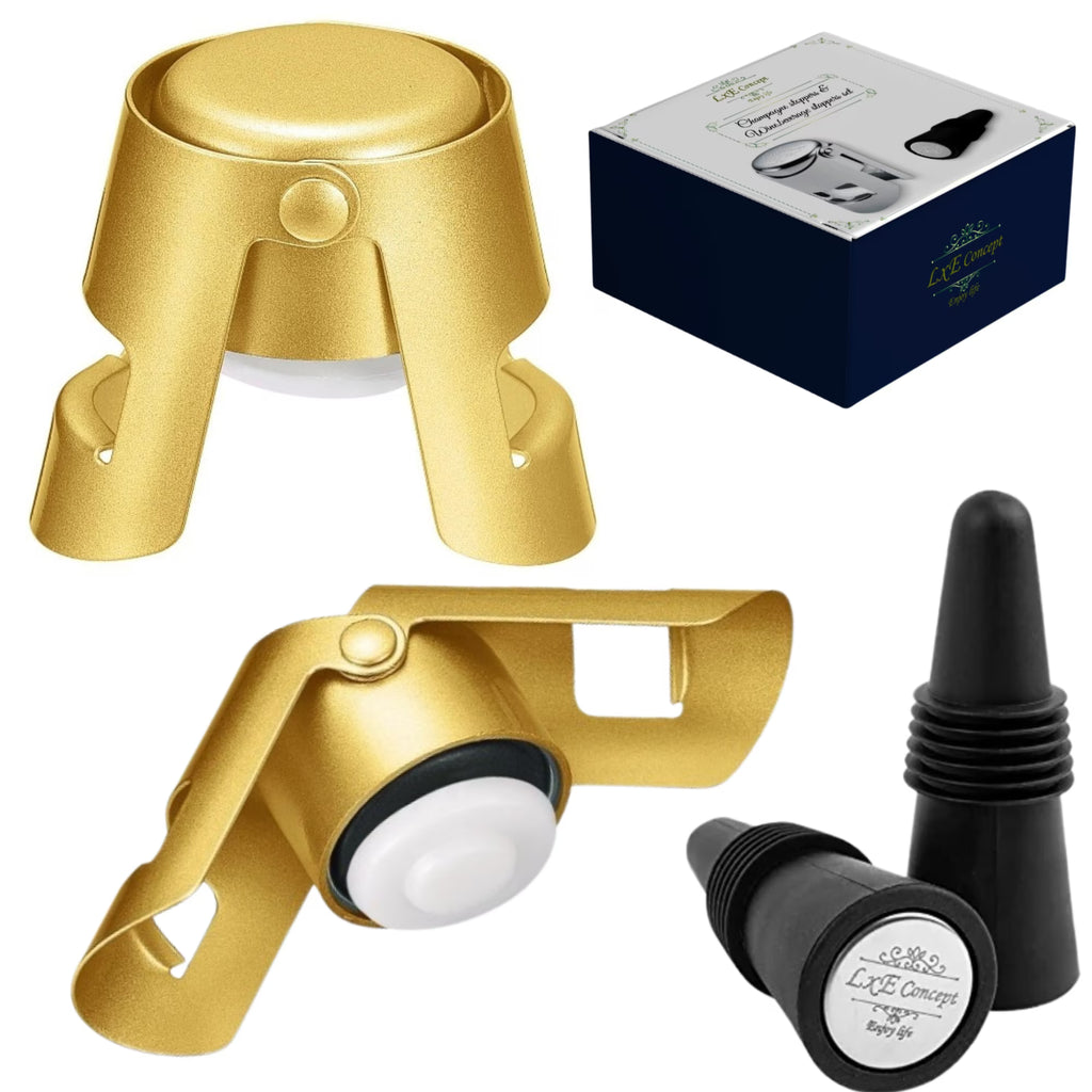Set 4 dopuri pentru vin și șampanie LXE CONCEPT, 2 aurii